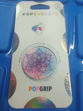 PopSocket Collapsible Phone Grip with Pink and Blue Watercolor Mandala